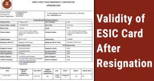 esic card validity period